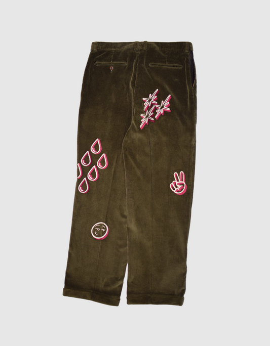 HBK Corduroy Pant - Red/Green Moss