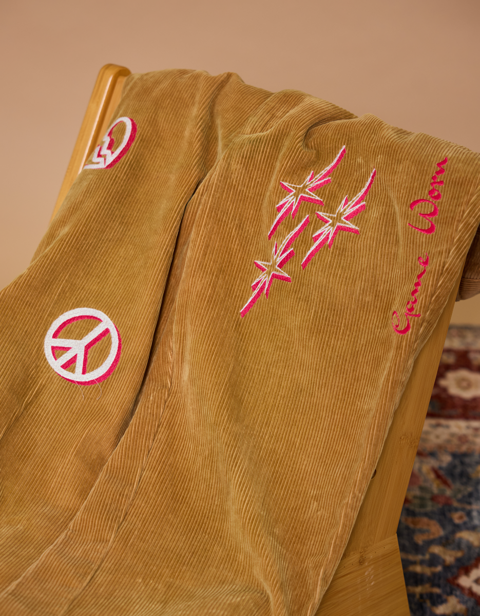 HBK Corduroy Pant - Gold/Hot Pink