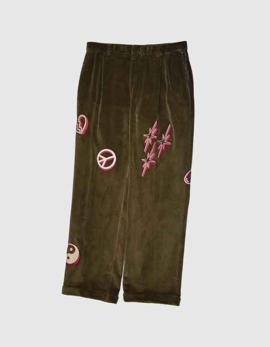 HBK Corduroy Pant - Red/Green Moss