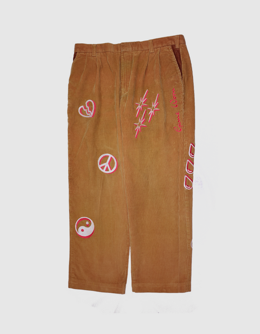 HBK Corduroy Pant - Gold/Hot Pink