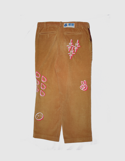 HBK Corduroy Pant - Gold/Hot Pink